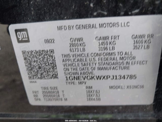 Aukcja sprzedaży 2023 Chevrolet Traverse Awd Lt Cloth, vin: 1GNEVGKWXPJ134785, numer aukcji: 45093083