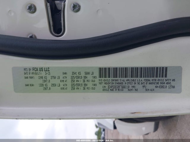 Продаж на аукціоні авто 2015 Dodge Journey R/t, vin: 3C4PDDEG9FT666110, номер лоту: 45093090