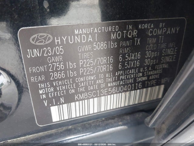 Продаж на аукціоні авто 2006 Hyundai Santa Fe Gls/limited, vin: KM8SC13E56U040116, номер лоту: 45093121
