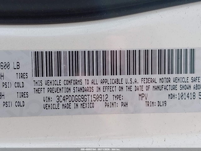Продаж на аукціоні авто 2016 Dodge Journey Crossroad Plus, vin: 3C4PDDGG9GT150912, номер лоту: 45093164