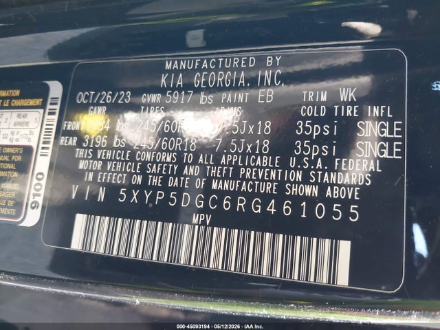 Aukcja sprzedaży 2024 Kia Telluride Sx Prestige X-pro, vin: 5XYP5DGC6RG461055, numer aukcji: 45093194