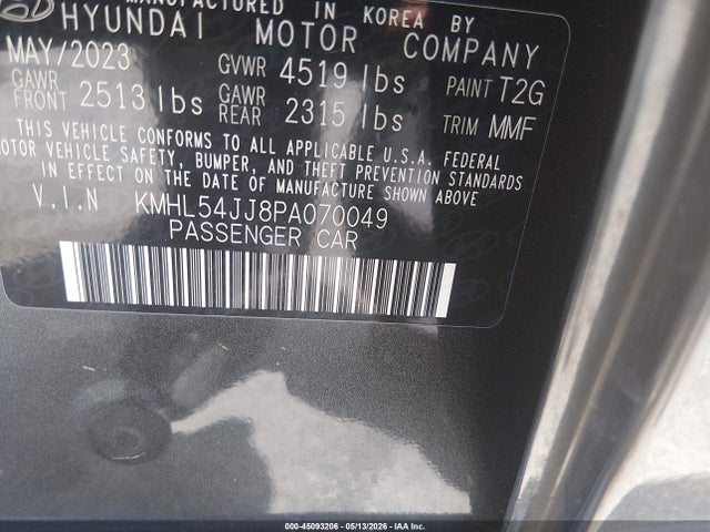 45093206 :رقم المزاد ، KMHL54JJ8PA070049 vin ، 2023 Hyundai Sonata Hybrid Limited مزاد بيع