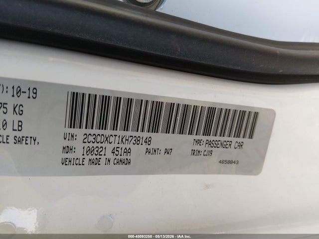 Продажа на аукционе авто 2019 Dodge Charger R/t Rwd, vin: 2C3CDXCT1KH738148, номер лота: 45093250