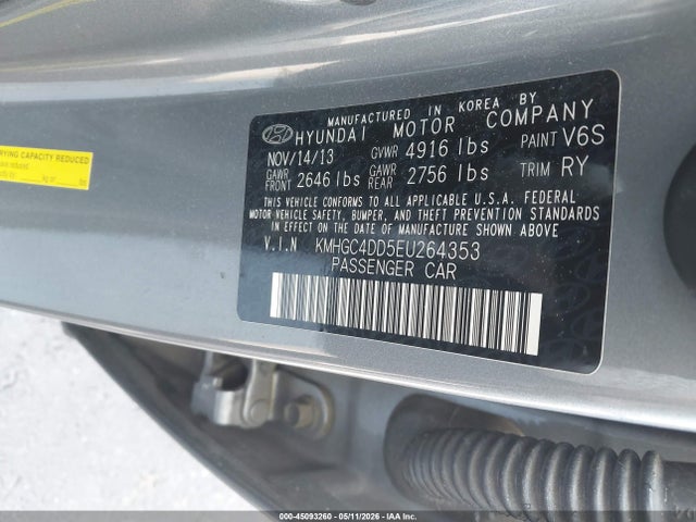 2014 Hyundai Genesis 3.8 მანქანა იყიდება აუქციონზე, vin: KMHGC4DD5EU264353, აუქციონის ნომერი: 45093260