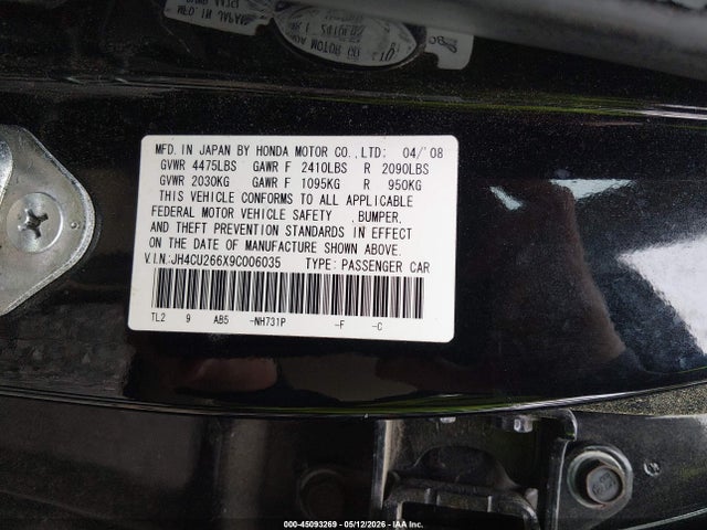 Aukcja sprzedaży 2009 Acura Tsx, vin: JH4CU266X9C006035, numer aukcji: 45093269