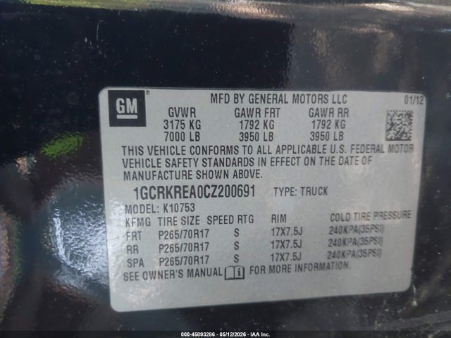 Aukcja sprzedaży 2012 Chevrolet Silverado 1500 Ls, vin: 1GCRKREA0CZ200691, numer aukcji: 45093286