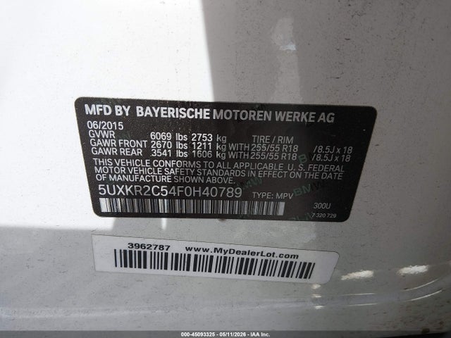5UXKR2C54F0H40789 BMW X5 Sdrive35i