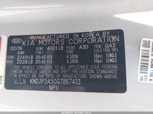 Aukcja sprzedaży 2016 Kia Soul +, vin: KNDJP3A50G7867413, numer aukcji: 45093332