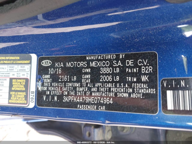 Aukcja sprzedaży 2017 Kia Forte Lx, vin: 3KPFK4A79HE074964, numer aukcji: 45093372