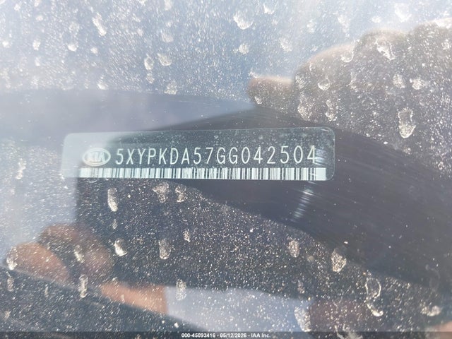 45093416 :رقم المزاد ، 5XYPKDA57GG042504 vin ، 2016 Kia Sorento 3.3l Sx مزاد بيع