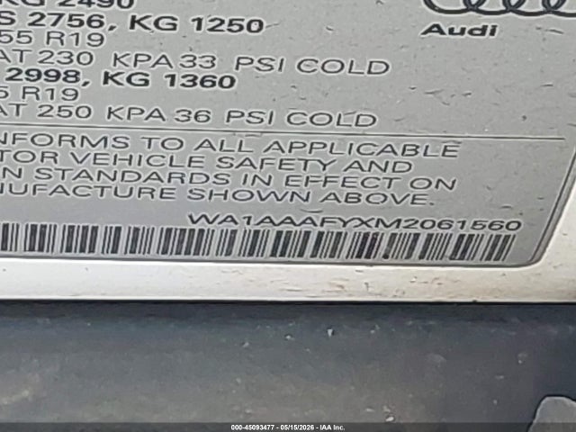Продаж на аукціоні авто 2021 Audi Q5 Premium 45 Tfsi Quattro S Tronic, vin: WA1AAAFYXM2061560, номер лоту: 45093477