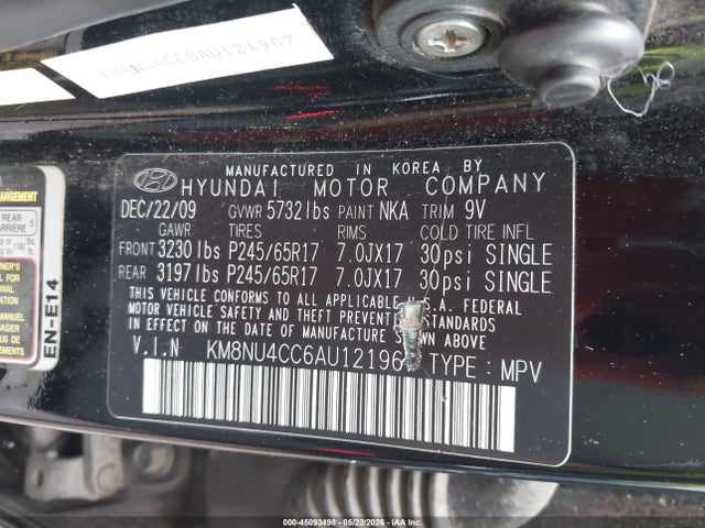 Aukcja sprzedaży 2010 Hyundai Veracruz Gls, vin: KM8NU4CC6AU121967, numer aukcji: 45093498
