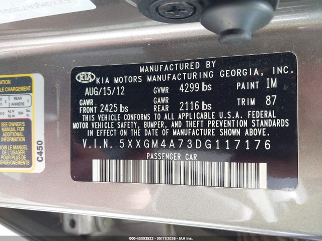 Aukcja sprzedaży 2013 Kia Optima Lx, vin: 5XXGM4A73DG117176, numer aukcji: 45093522