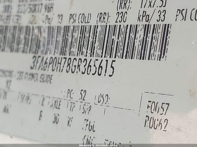 3FA6P0H78GR365615 Ford FUSION SE