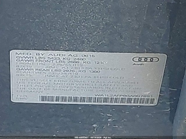 Продажа на аукционе авто 2016 Audi Q5 2.0t Premium, vin: WA1L2AFP6GA007891, номер лота: 45093681