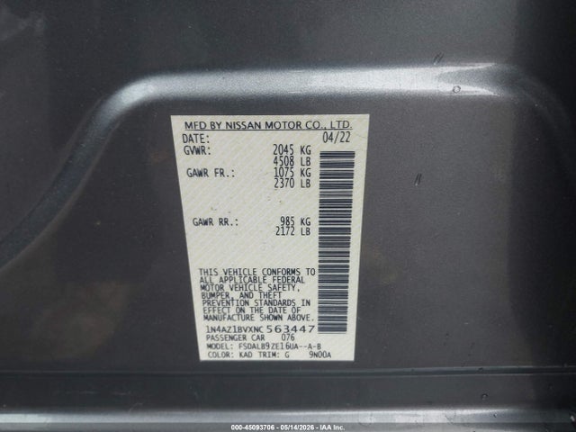 1N4AZ1BVXNC563447 Nissan Leaf S 40 Kwh