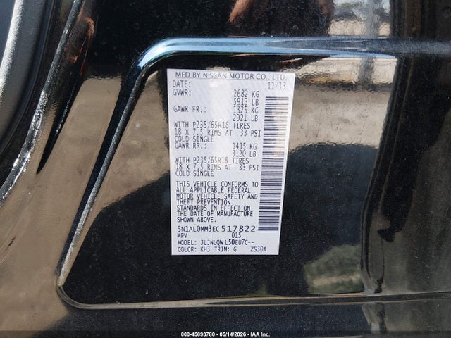 5N1AL0MM3EC517822 Infiniti QX60