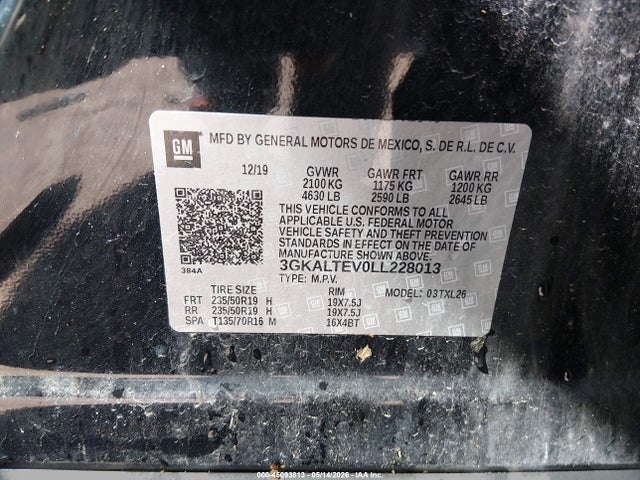 Aukcja sprzedaży 2020 Gmc Terrain Awd Sle, vin: 3GKALTEV0LL228013, numer aukcji: 45093813