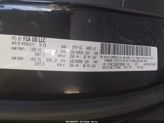 Aukcja sprzedaży 2019 Chrysler Pacifica Limited, vin: 2C4RC1GG5KR720393, numer aukcji: 45093878