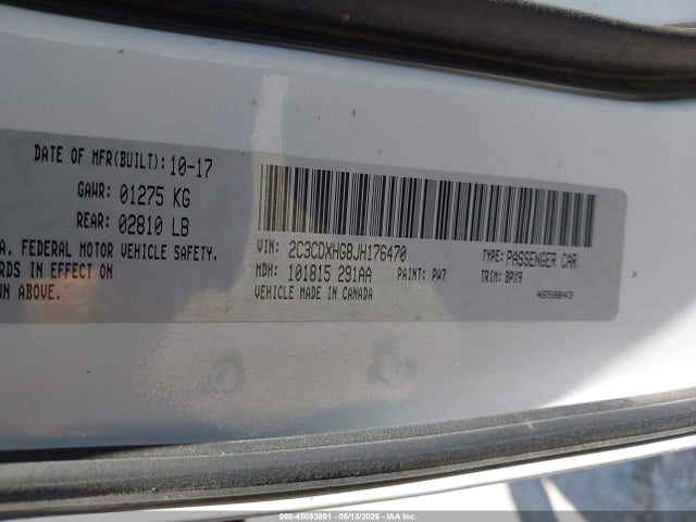 2018 Dodge Charger Sxt Plus Rwd მანქანა იყიდება აუქციონზე, vin: 2C3CDXHG8JH176470, აუქციონის ნომერი: 45093891