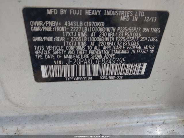 45093894 :رقم المزاد ، JF2GPAKC7E8249395 vin ، 2014 Subaru Xv Crosstrek 2.0i Limited مزاد بيع