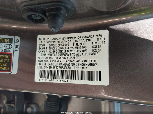 Продажа на аукционе авто 2014 Honda Cr-v Ex, vin: 2HKRM4H57EH630630, номер лота: 45093895