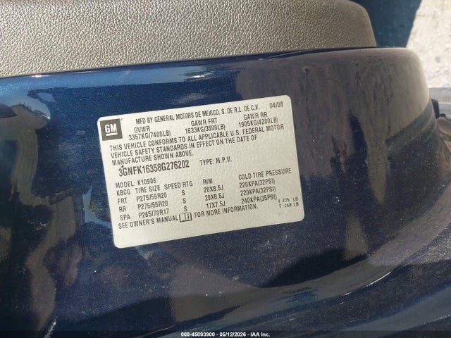 Aukcja sprzedaży 2008 Chevrolet Suburban 1500 Lt, vin: 3GNFK16358G276202, numer aukcji: 45093900