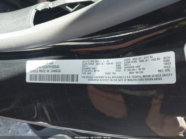 2026 Chrysler Pacifica Limited მანქანა იყიდება აუქციონზე, vin: 2C4RC1GGXTR162543, აუქციონის ნომერი: 45094010