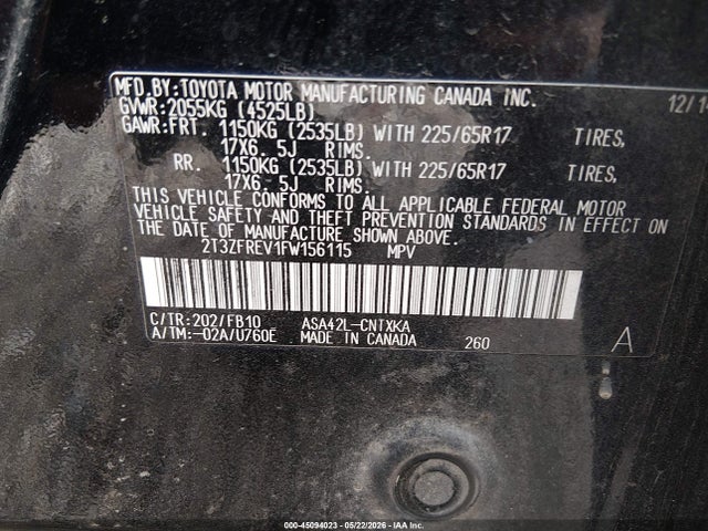 Toyota RAV4 LE 2015 2T3ZFREV1FW156115 Image 9