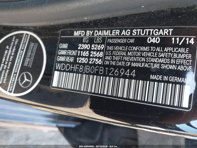 Aukcja sprzedaży 2015 Mercedes-benz E 350 4matic, vin: WDDHF8JB0FB126944, numer aukcji: 45094058