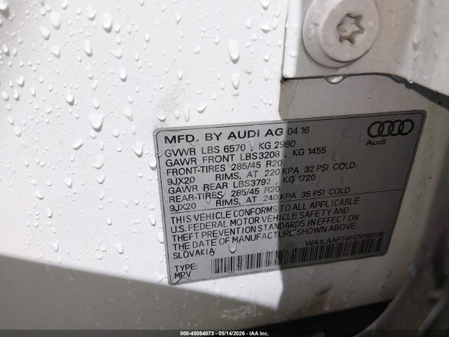 Aukcja sprzedaży 2017 Audi Q7 3.0t Premium, vin: WA1LAAF74HD015006, numer aukcji: 45094073