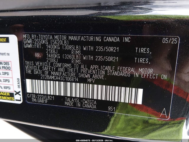 Продажа на аукционе авто 2025 Lexus Rx 350 Premium Plus, vin: 2T2BAMCA4SC106814, номер лота: 45094075