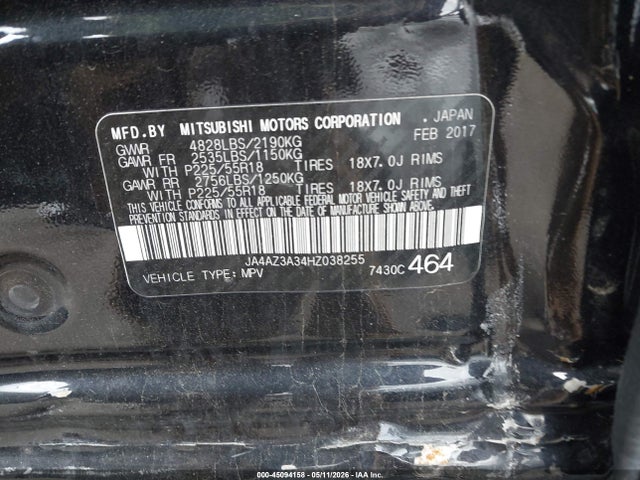 Продаж на аукціоні авто 2017 Mitsubishi Outlander Se, vin: JA4AZ3A34HZ038255, номер лоту: 45094158