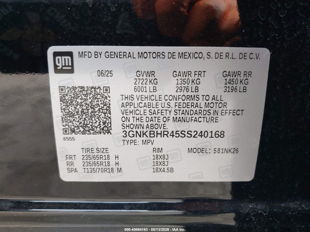 Продаж на аукціоні авто 2025 Chevrolet Blazer Awd 2lt, vin: 3GNKBHR45SS240168, номер лоту: 45094163