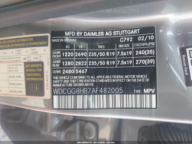45094179 :رقم المزاد ، WDCGG8HB7AF482005 vin ، 2010 Mercedes-benz Glk 350 4matic مزاد بيع