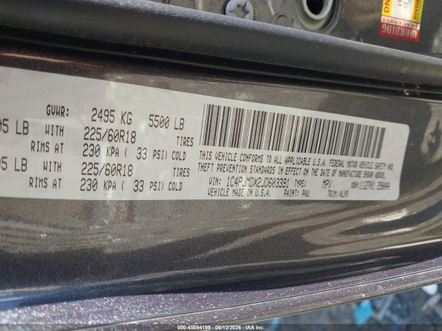 Aukcja sprzedaży 2018 Jeep Cherokee Limited 4x4, vin: 1C4PJMDX2JD603391, numer aukcji: 45094199