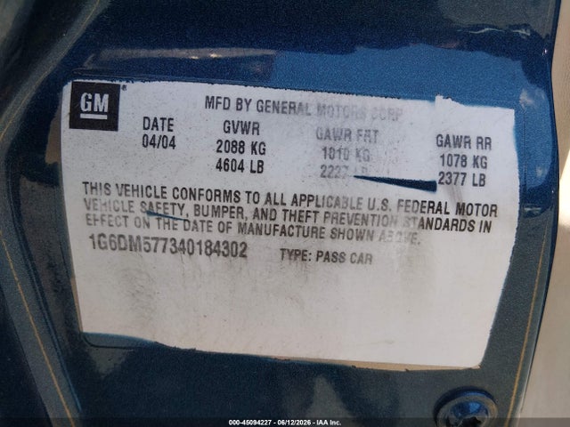 Продажа на аукционе авто 2004 Cadillac Cts Standard, vin: 1G6DM577340184302, номер лота: 45094227