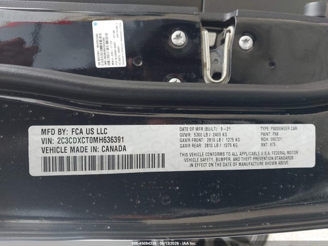 2C3CDXCT0MH636391 Dodge Charger R/t Rwd