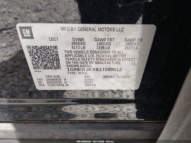 1GNERJKX9JJ169612 Chevrolet Traverse Rs