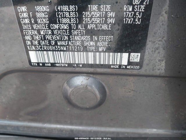 Honda Hr-v Awd Lx 2022 3CZRU6H35NM711219 Image 9