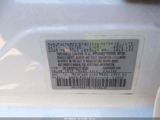 Продаж на аукціоні авто 2020 Nissan Sentra Sr Xtronic Cvt, vin: 3N1AB8DV3LY218630, номер лоту: 45094438