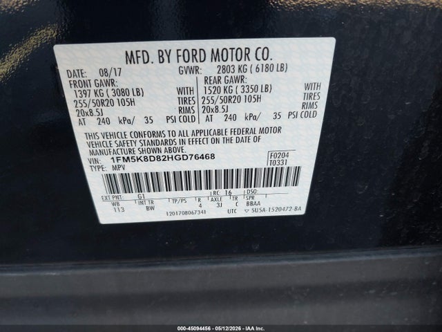 1FM5K8D82HGD76468 Ford EXPLORER XLT