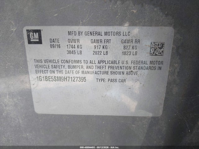 Продаж на аукціоні авто 2017 Chevrolet Cruze Lt Auto, vin: 1G1BE5SM9H7127395, номер лоту: 45094493