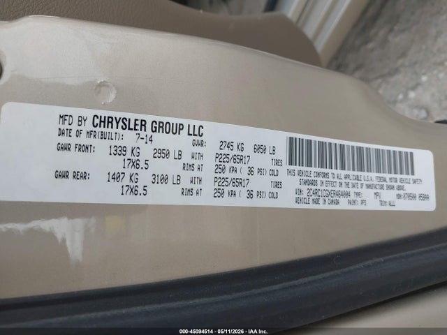 2C4RC1CGXER464404 Chrysler Town &amp; Country Touring-l