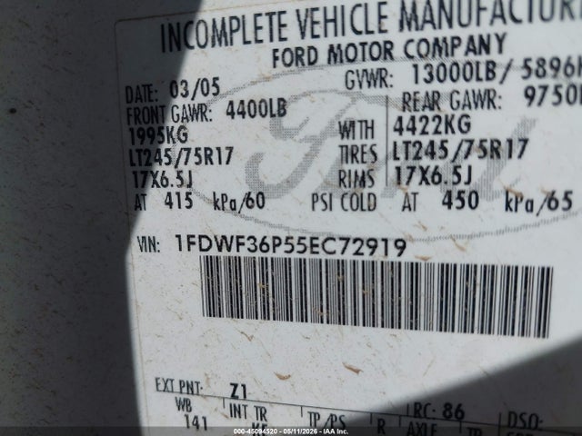 Продаж на аукціоні авто 2005 Ford F-350, vin: 1FDWF36P55EC72919, номер лоту: 45094520