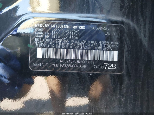 ML32AUHJ3MH005813 Mitsubishi Mirage Carbonite Edition/es/le