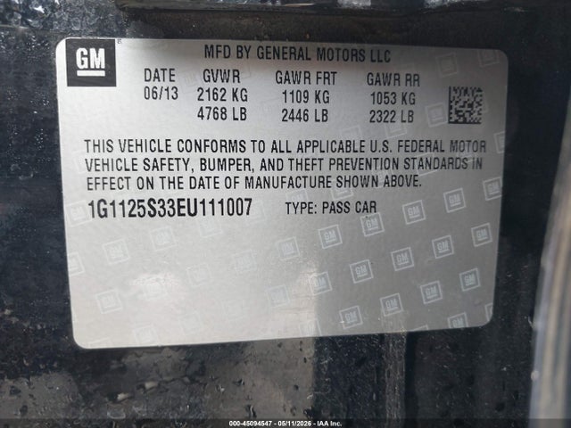 Продаж на аукціоні авто 2014 Chevrolet Impala 2lt, vin: 1G1125S33EU111007, номер лоту: 45094547