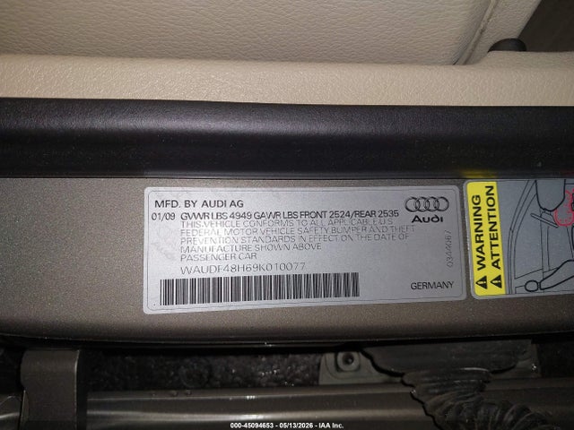 2009 Audi A4 2.0t Special Edition მანქანა იყიდება აუქციონზე, vin: WAUDF48H69K010077, აუქციონის ნომერი: 45094653
