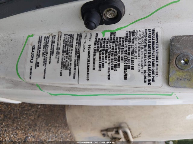 Aukcja sprzedaży 2018 Isuzu Npr Hd, vin: 54DC4W1B2JS804886, numer aukcji: 45094664
