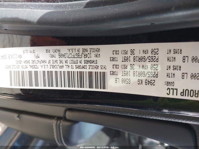 Aukcja sprzedaży 2015 Jeep Grand Cherokee Limited, vin: 1C4RJFBG7FC713406, numer aukcji: 45094695